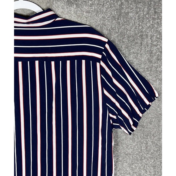 Denim & Flower Ricky Singh Blue Striped Short Sleeve Button Up Shirt Men Size XL - Picture 8 of 13